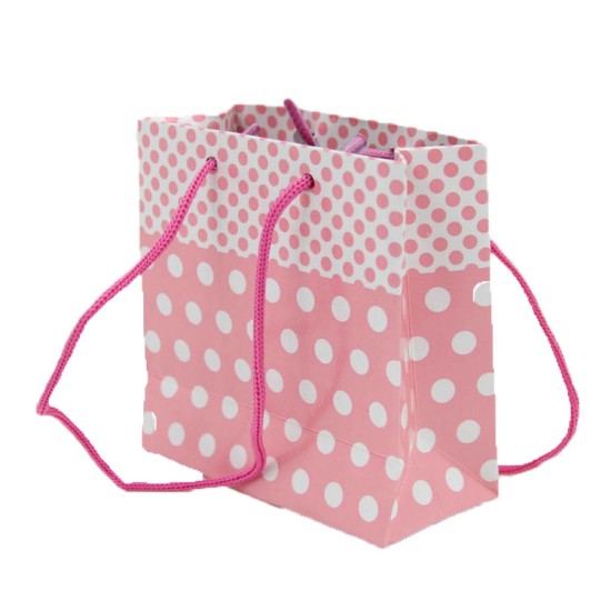 Weiß Rosa Gepunktet Geschenktüte 10 stück - AKK016 - Mytortenland